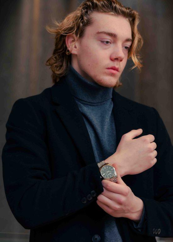 Product photographer Seb Duper created this photo of a male model wearing a Matthey Tissot watch